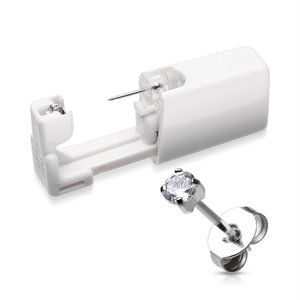 A Pair of Prong Set Gem Top Self Ear Piercing Kit
